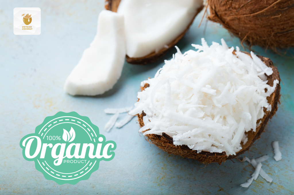 Organic-certified desiccated coconut Vietnam export with eco-friendly farming practices